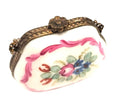Purse Flower Patch Special HandPainted Brass Limoges Box, a hand-painted Limoges porcelain gift