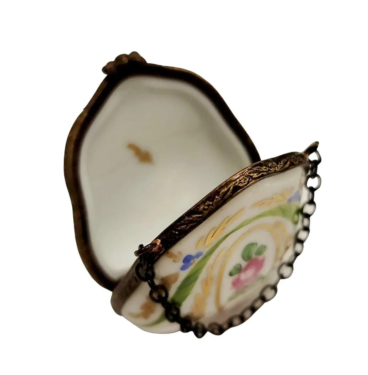 Collectible Purse Golf Green Flower Limoges box with artisan brushwork
