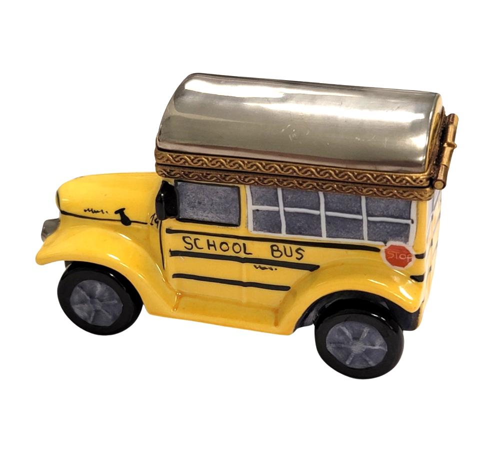 Collectible School Bus Limoges box with artisan brushwork