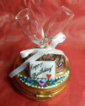 Happy Birthday Champagne Glasses Limoges Box Gift Set, a hand-painted Limoges porcelain gift