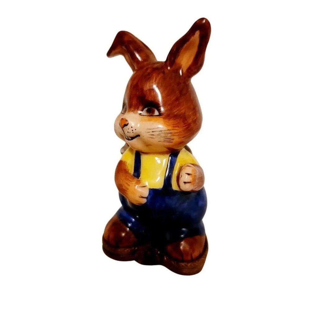 Fine French craftsmanship on the Happy Rabbit with Mouse Limoges box, painted by hand