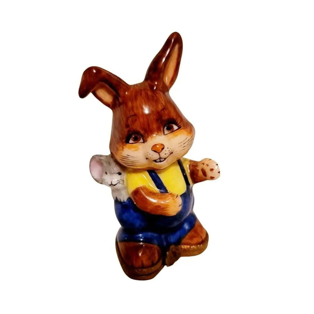Happy Rabbit with Mouse Limoges box, an heirloom-quality piece for collectors