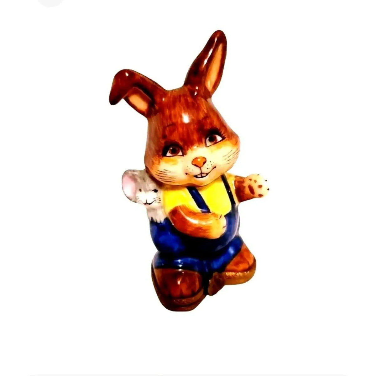Limoges Boutique presents the Happy Rabbit with Mouse, a genuine Limoges box painted by hand in France
