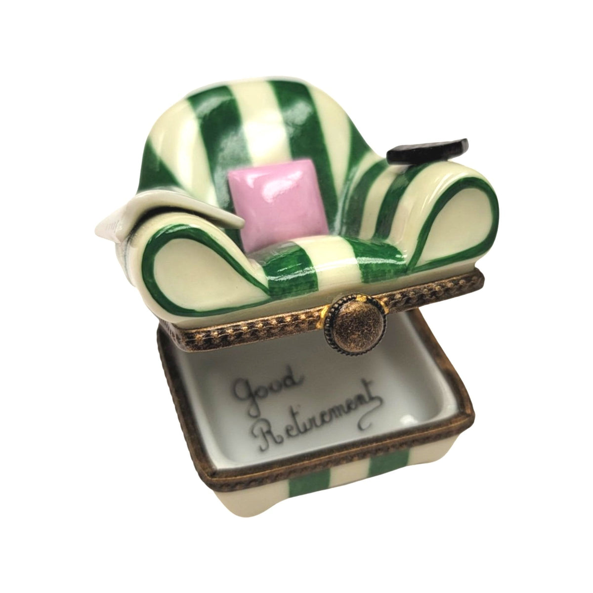 The Happy Retirement Green Chair Newspaper, a Limoges keepsake with true French charm