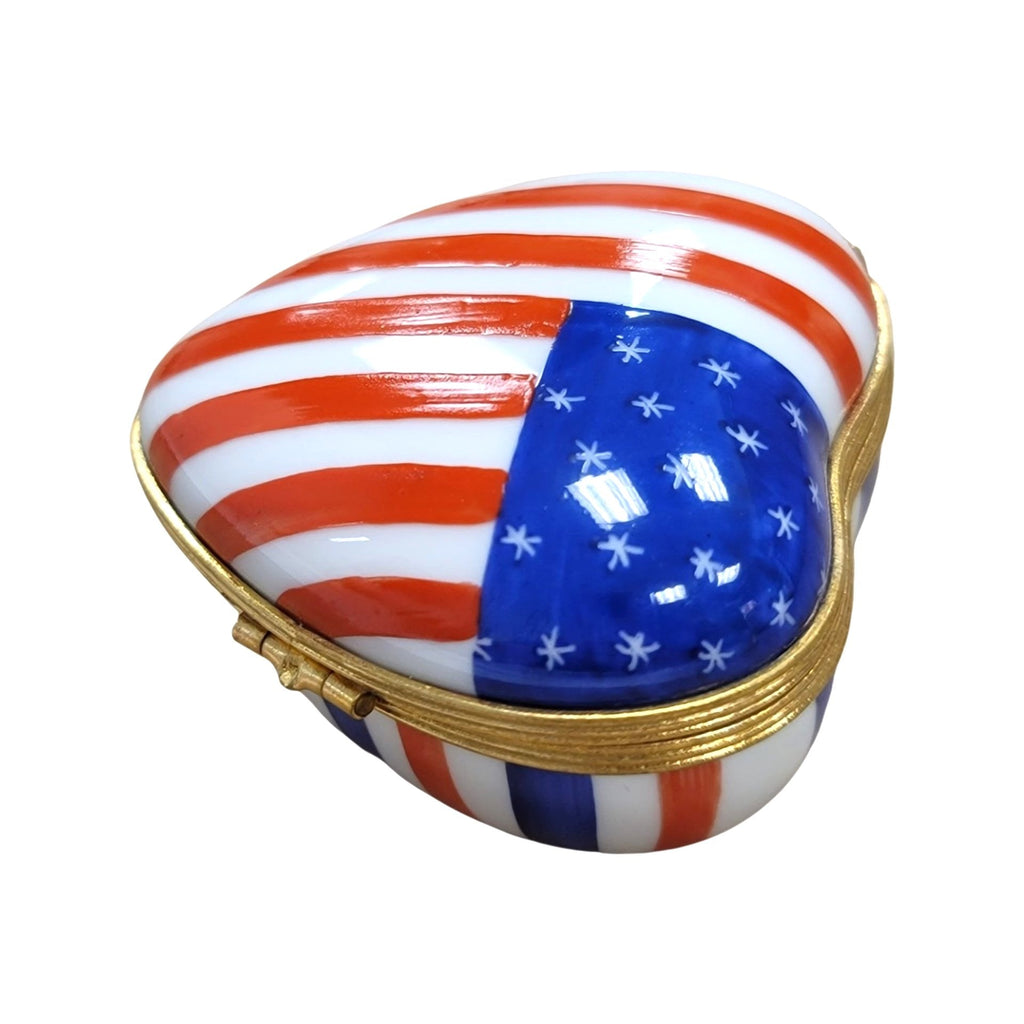 Heart Patriotic American Flag United States Limoges Box, view 3