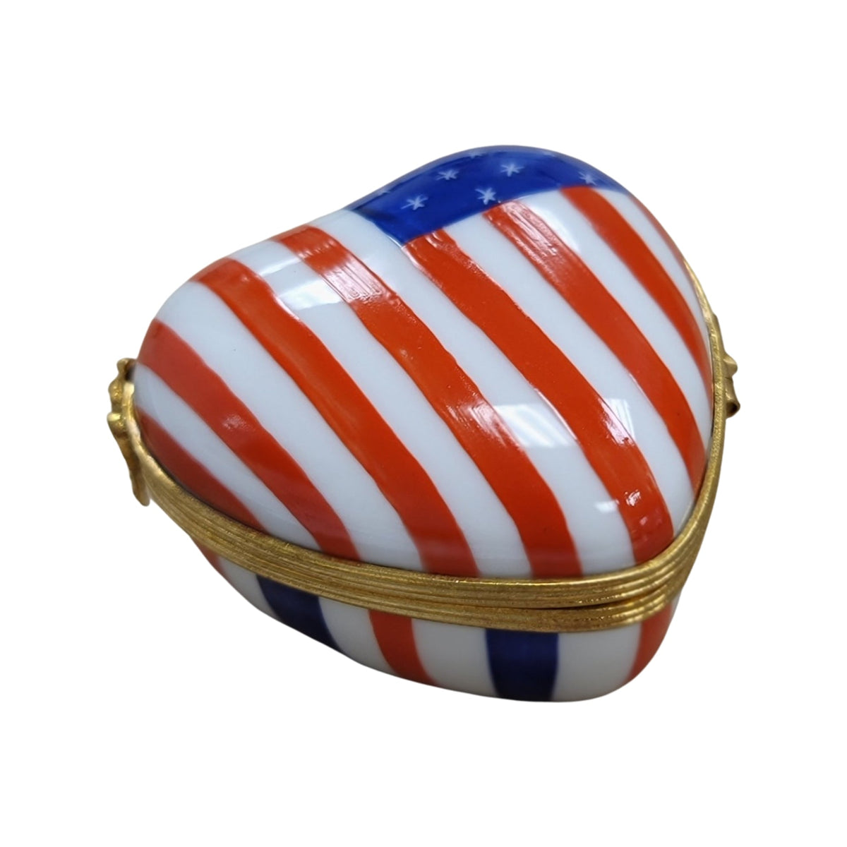 Heart Patriotic American Flag United States Limoges Box, view 4
