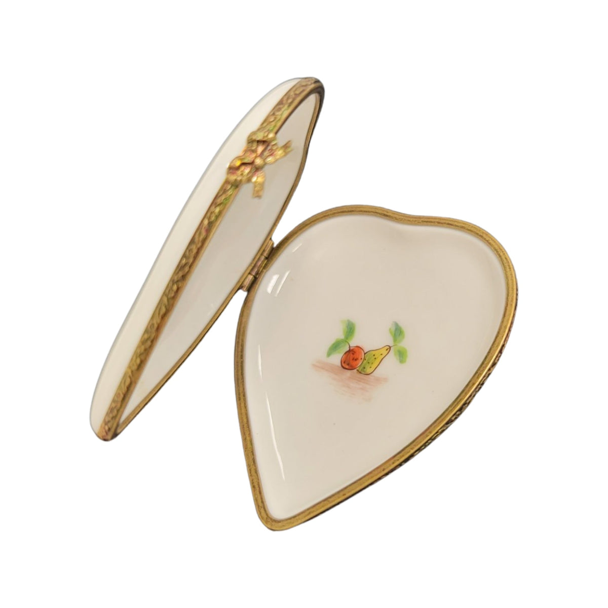 Fruit Basket Heart Limoges Porcelain Art Object, view 2