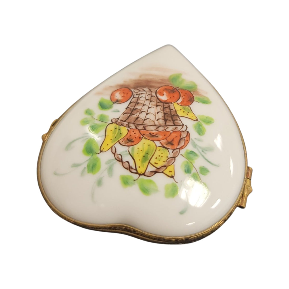 Fruit Basket Heart Limoges Porcelain Art Object, view 3