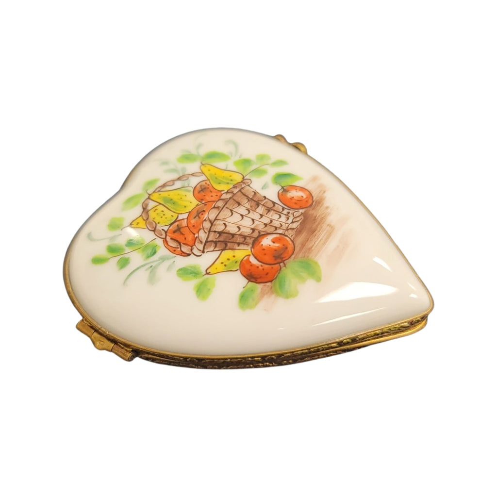 Fruit Basket Heart Limoges Porcelain Art Object, view 4
