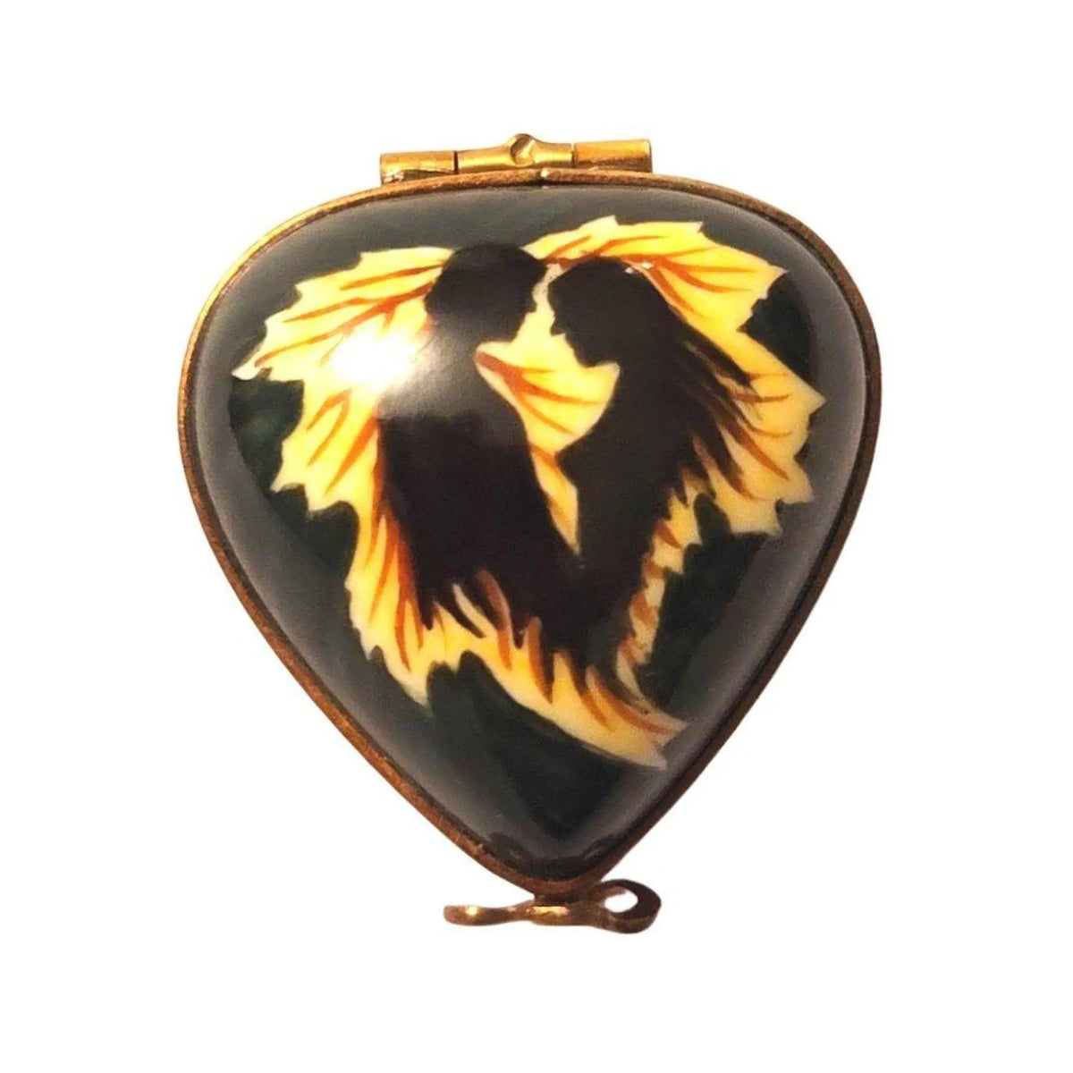 Genuine Man Woman Love Passion Fire Heart Limoges box painted by hand in France, from Limoges Boutique