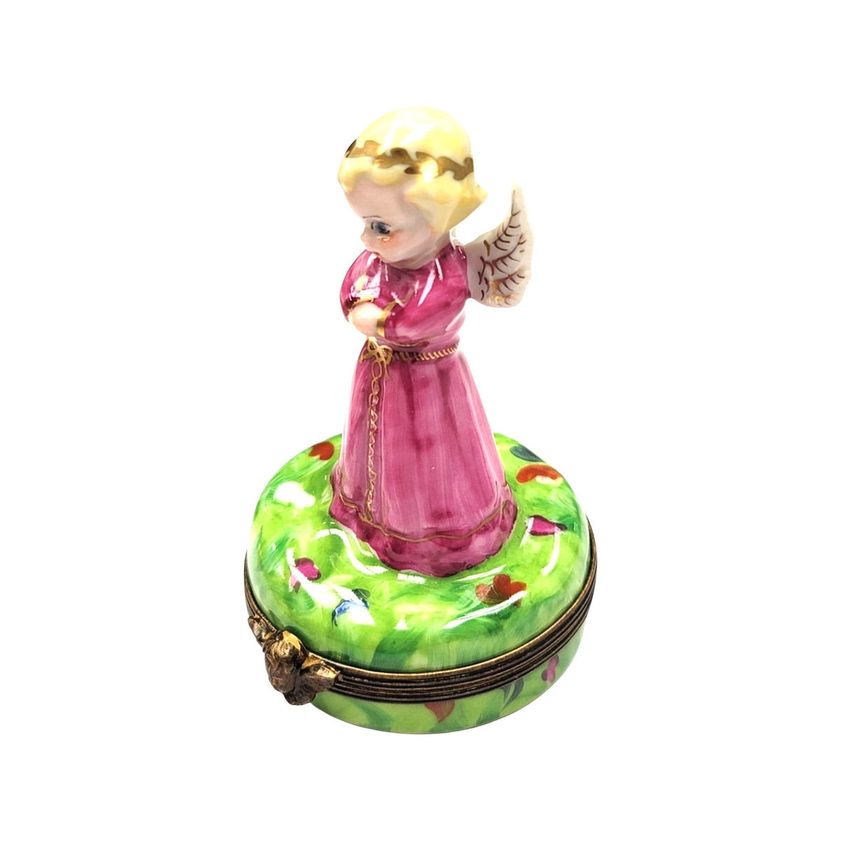 Angel in Pink Limoges Box Figurine, view 4