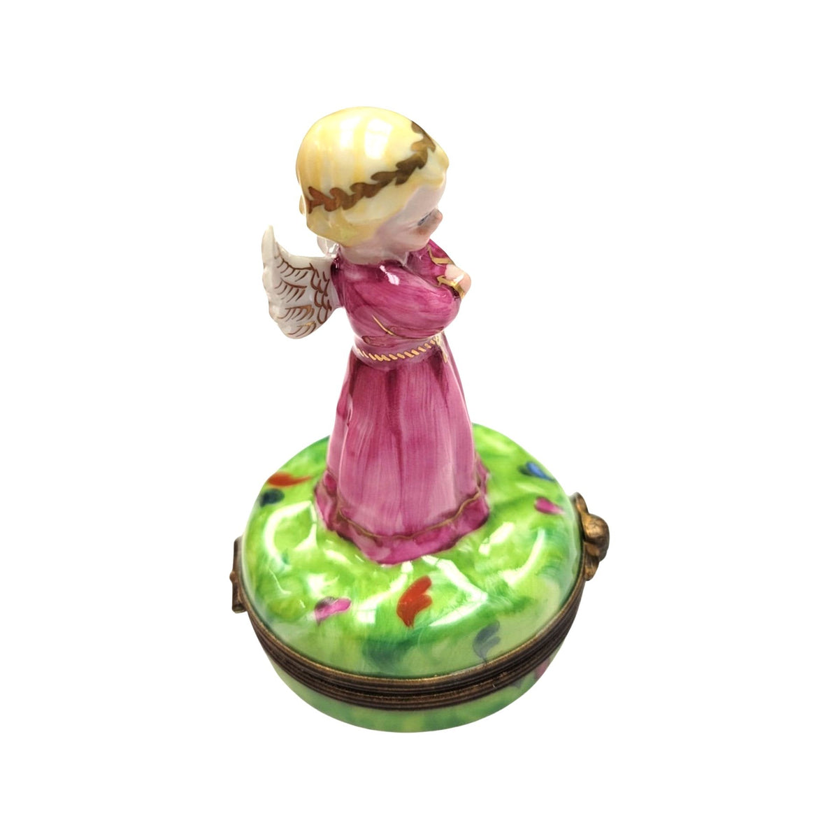 Artisan-painted Angel in Pink Limoges box from France, a cherished collectible