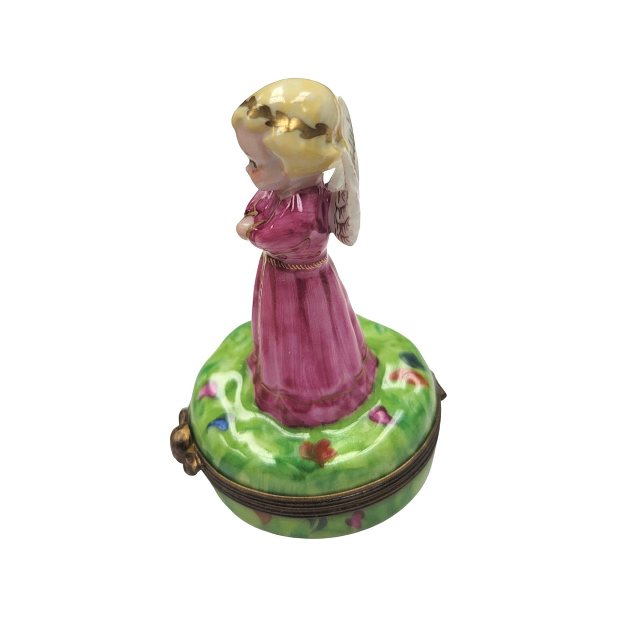 Angel in Pink Limoges Box Figurine, view 8
