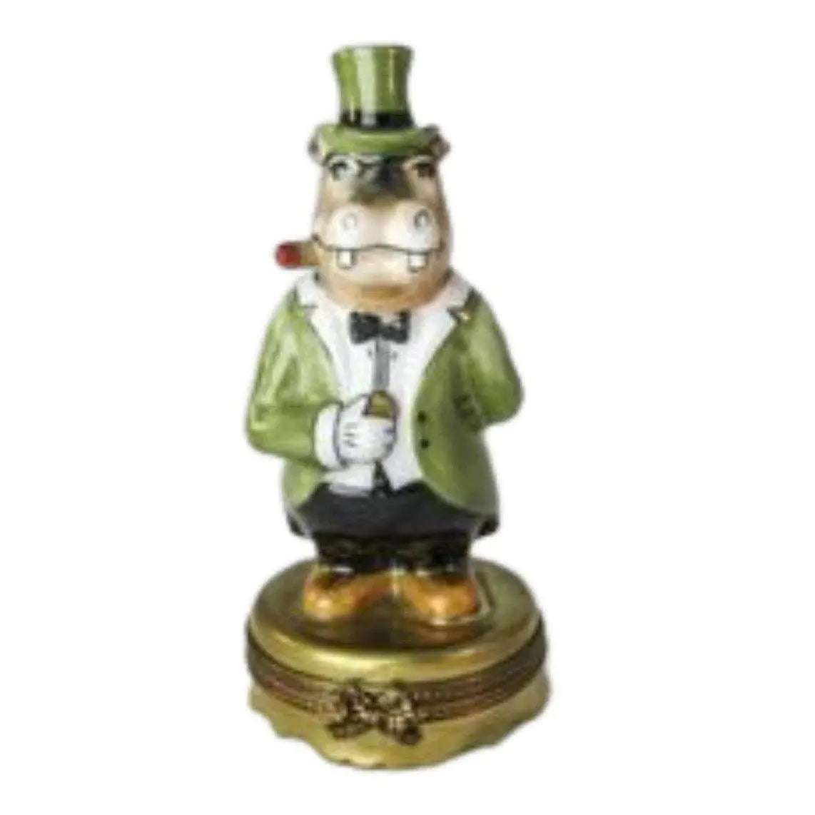 Hippopatumus Banker Porcelain Limoges Porcelain Art Object, a hand-painted Limoges porcelain gift