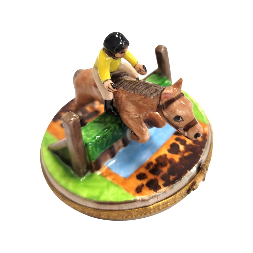 Horse Jumping W Jockey Limoges Box Figurine Collectible, view 5