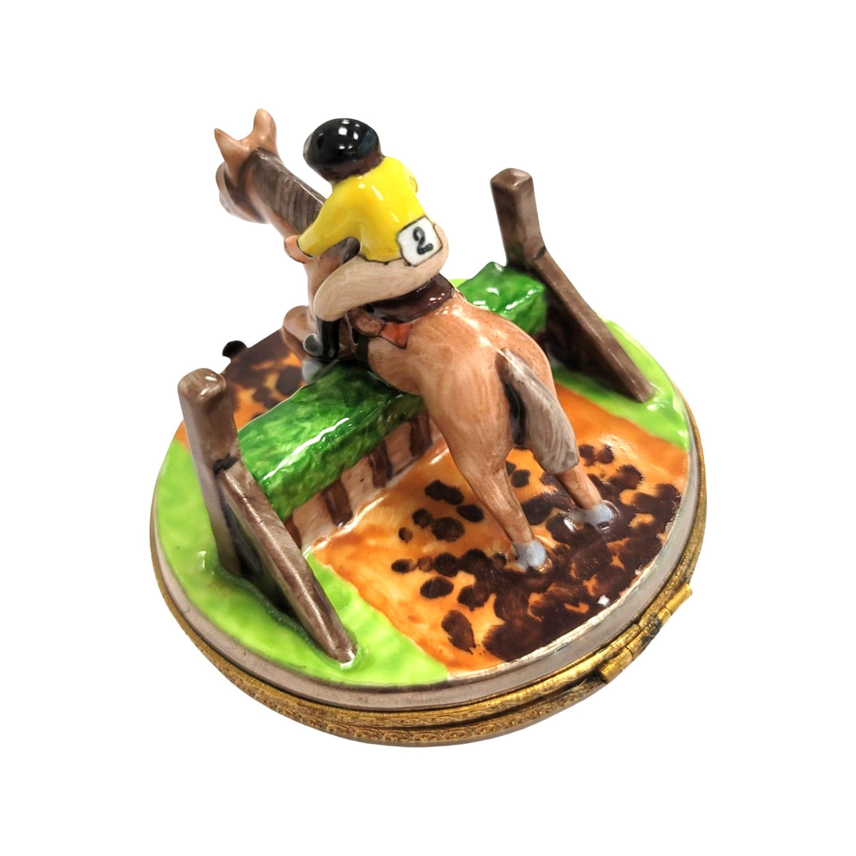 Horse Jumping W Jockey Limoges Box Figurine Collectible, view 6