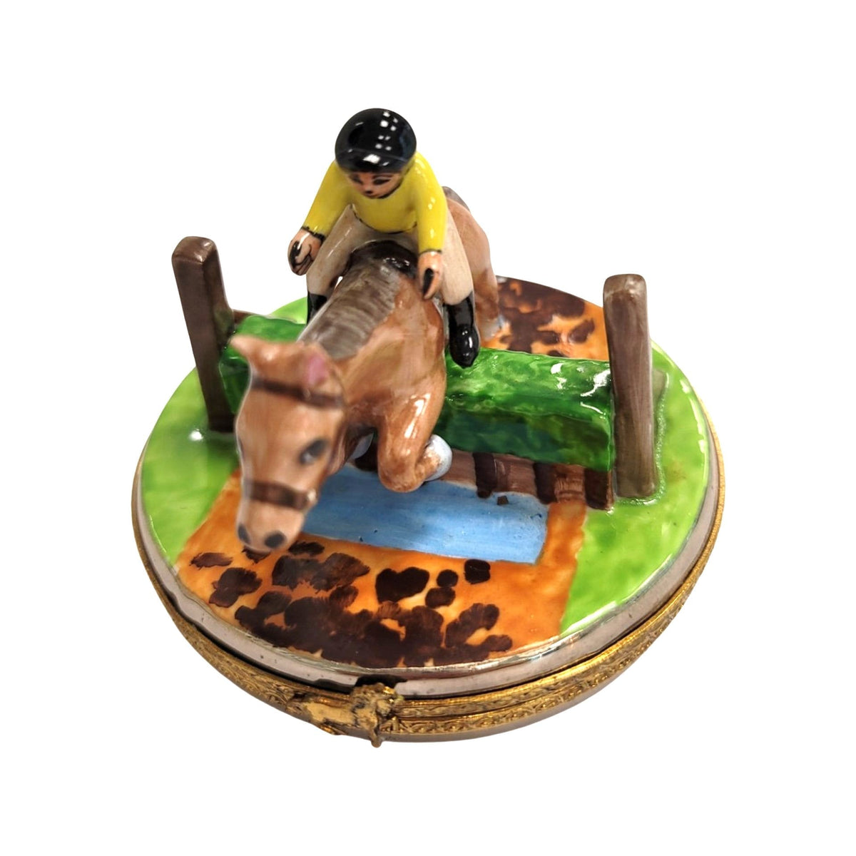 Horse Jumping W Jockey Limoges Box Figurine Collectible, view 7