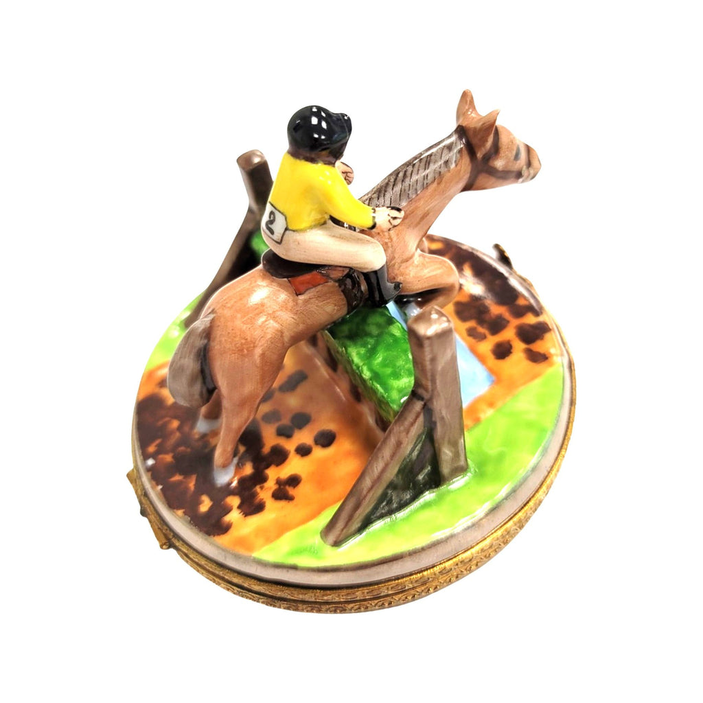 Horse Jumping W Jockey Limoges Box Figurine Collectible, view 8