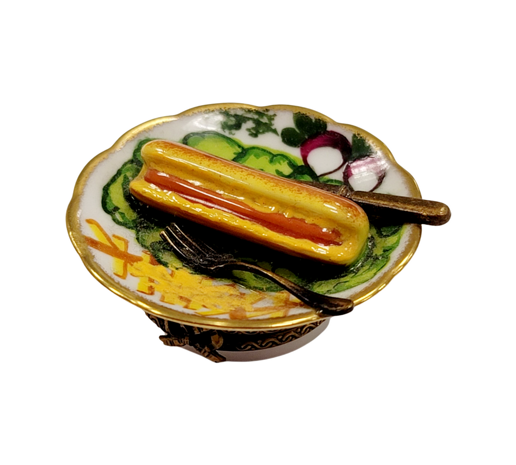 Hot Dog Fries on Plate Limoges Box Figurine Collectible, view 6