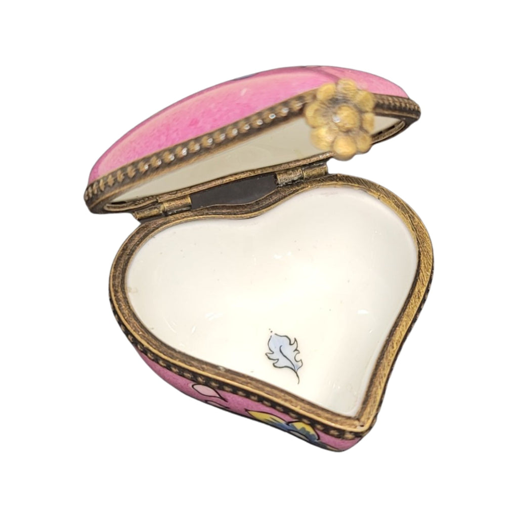 Hot Pink Deco Heart Limoges Porcelain Art Object, view 2