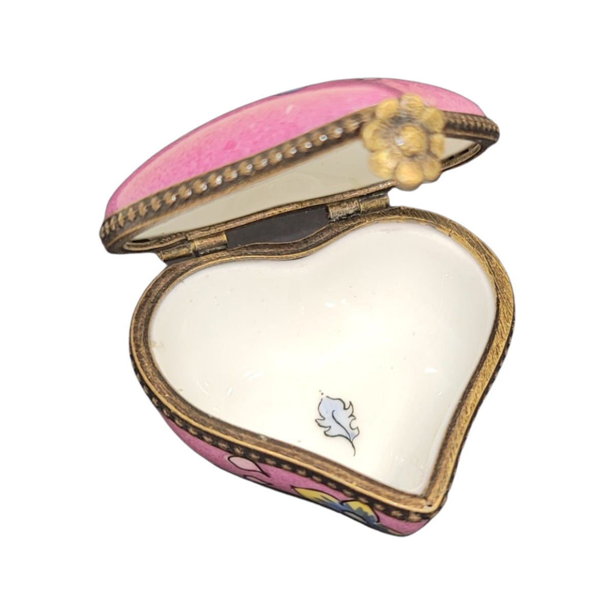 Hot Pink Deco Heart Limoges Porcelain Art Object, view 2
