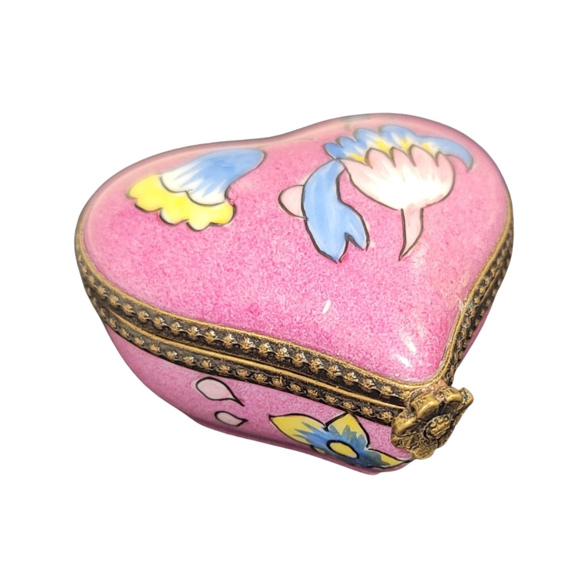 Hot Pink Deco Heart Limoges Porcelain Art Object, view 4
