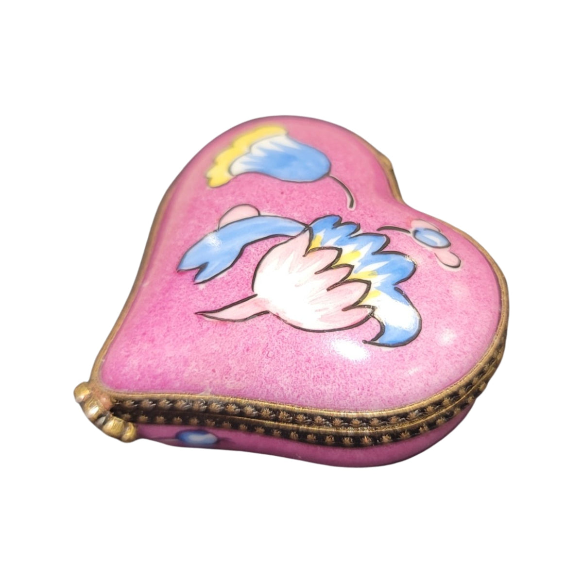 Hot Pink Deco Heart Limoges Porcelain Art Object, view 5