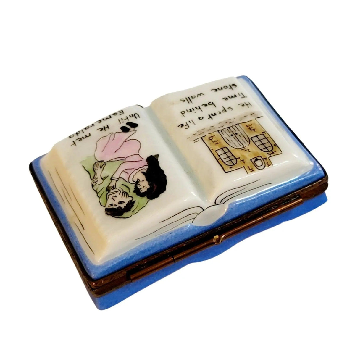 View from behind of the Hunchback Notre Dame Book Limoges box, hand-painted in France