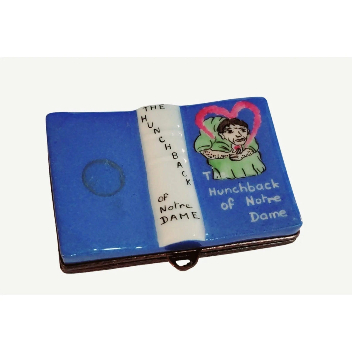 The Hunchback Notre Dame Book Limoges box turned around to show its painted back
