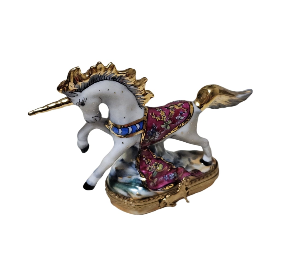 White Unicorn Magical Limoges Box, a hand-painted Limoges porcelain gift