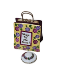 Shop Till You Drop Shopping Bag w Hat Limoges Box, a hand-painted Limoges porcelain gift