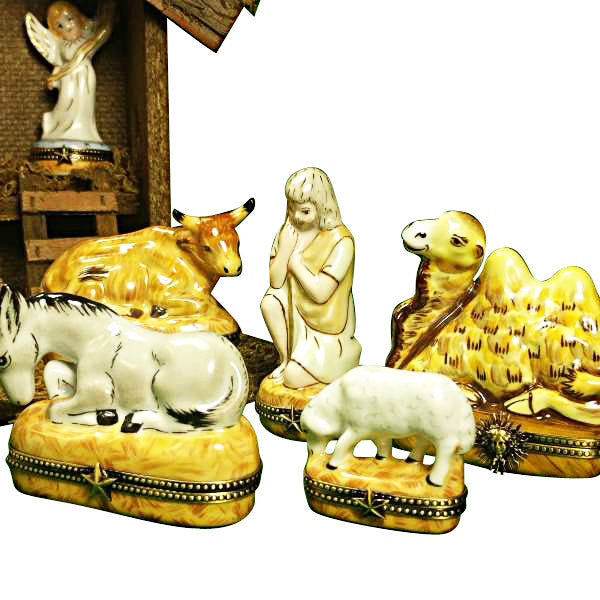 Satin Nativity Set, 12 Pieces Limoges Box, view 3