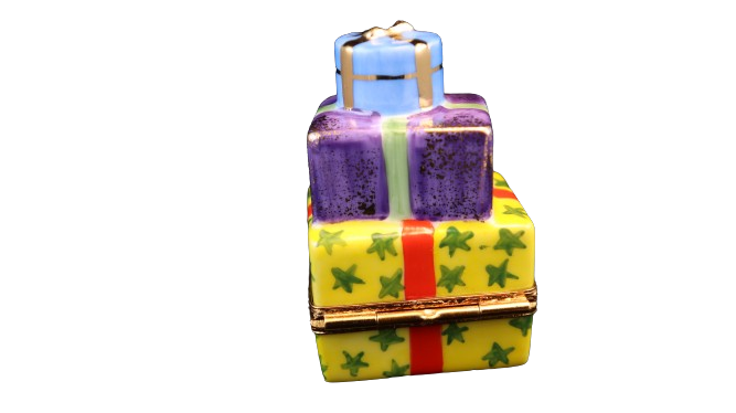 Fine French craftsmanship on the Christmas Presents Limoges box, painted by hand