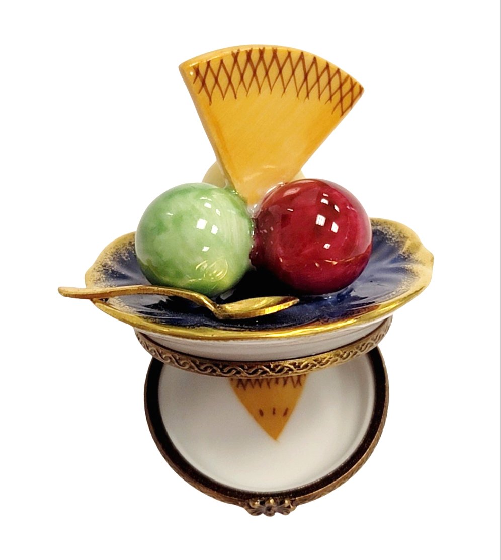 Ice Cream Figurine w Waffle Porcelain Limoges, view 2