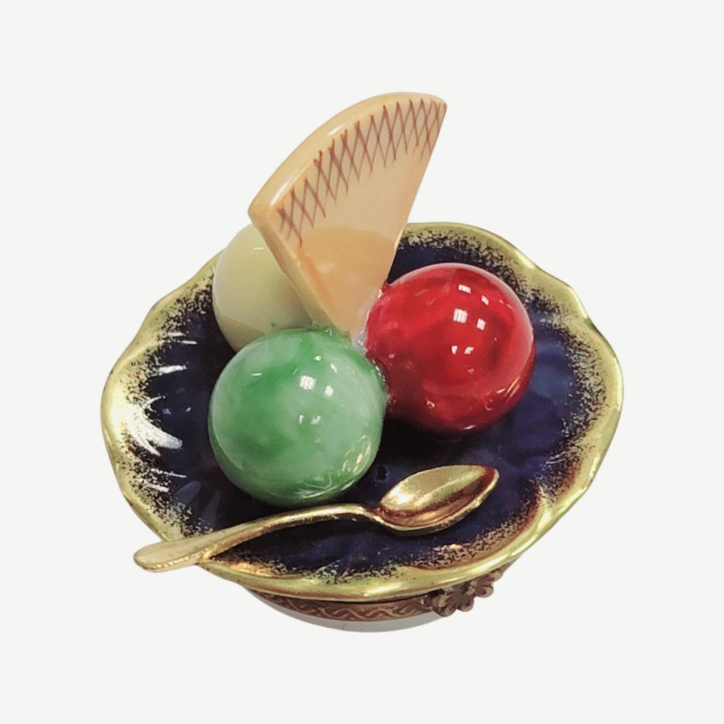 Ice Cream Figurine w Waffle Porcelain Limoges, view 4