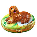 Limoges Boutique presents the Rochard Irish Setter, a genuine Limoges box painted by hand in France