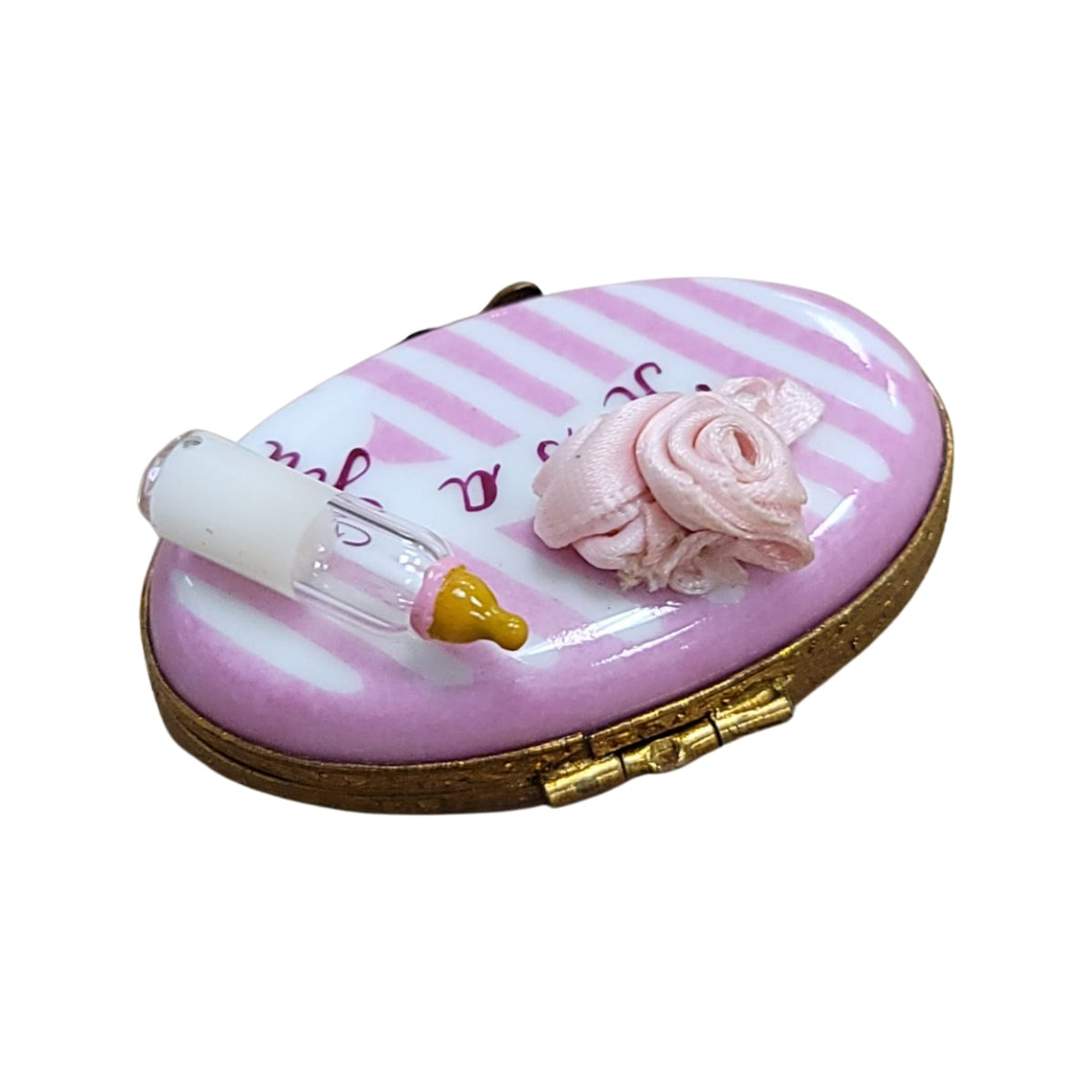 A thoughtful gift for Francophiles: the It's a Girl Baby Bottle Pink Limoges box