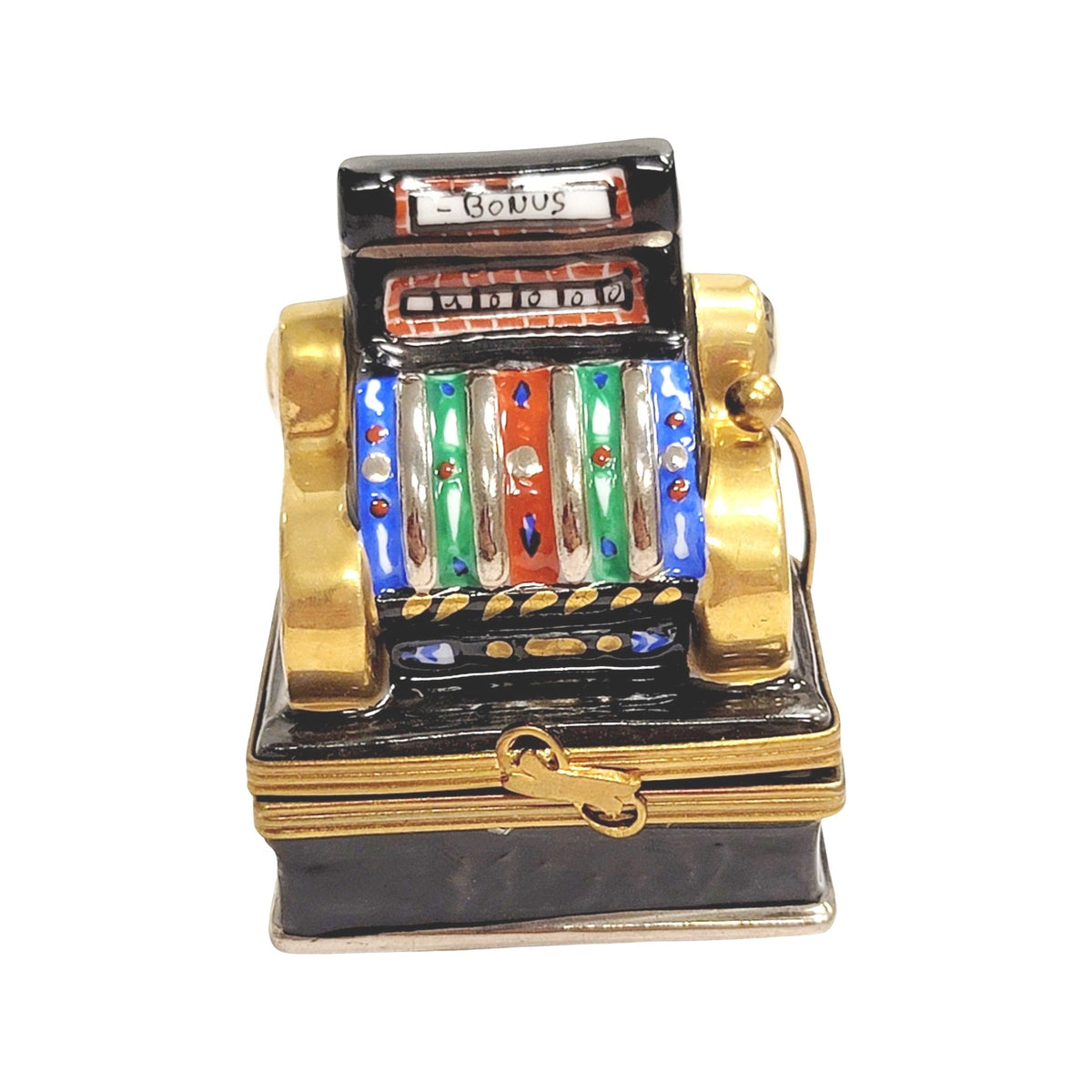 Jackpot Slot Machine Limoges Porcelain Box, a hand-painted Limoges porcelain gift