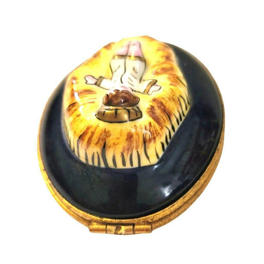 Jesus on Straw Dark Blue for Manger Scene Limoges Box, view 4