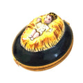 Jesus on Straw Dark Blue for Manger Scene Limoges Box, a hand-painted Limoges porcelain gift