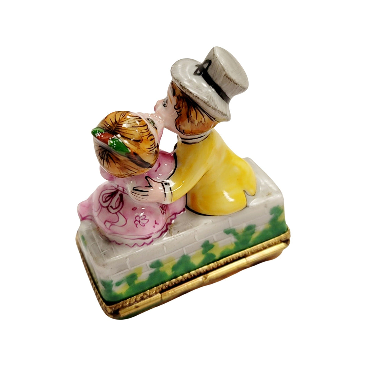 Kids Kissing Couple Limoges Box Figurine, view 6