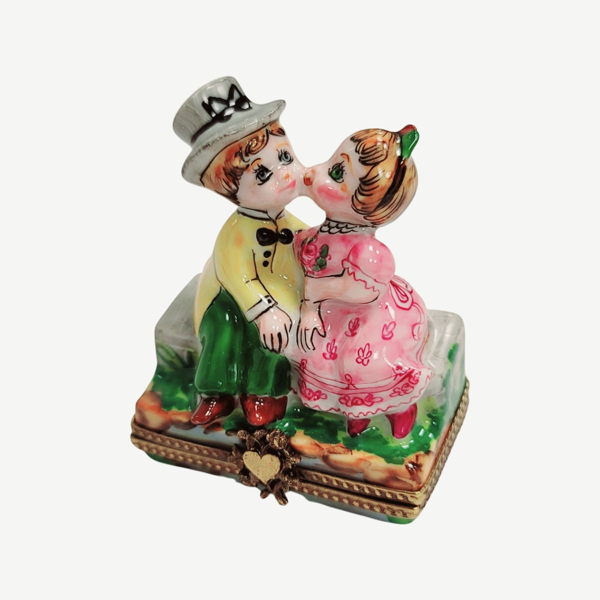Authentic Kids Kissing Couple Limoges box, hand-painted in France, from Limoges Boutique