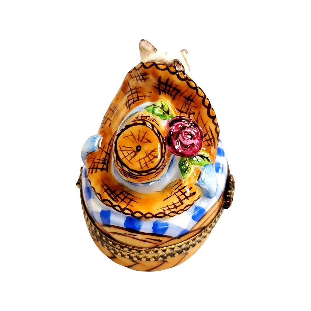 Kitty Cat Under Bonnet Hat Porcelain Limoges Porcelain Art Object, view 8