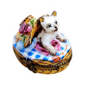 Kitty Cat Under Bonnet Hat Porcelain Limoges Porcelain Art Object, a hand-painted Limoges porcelain gift
