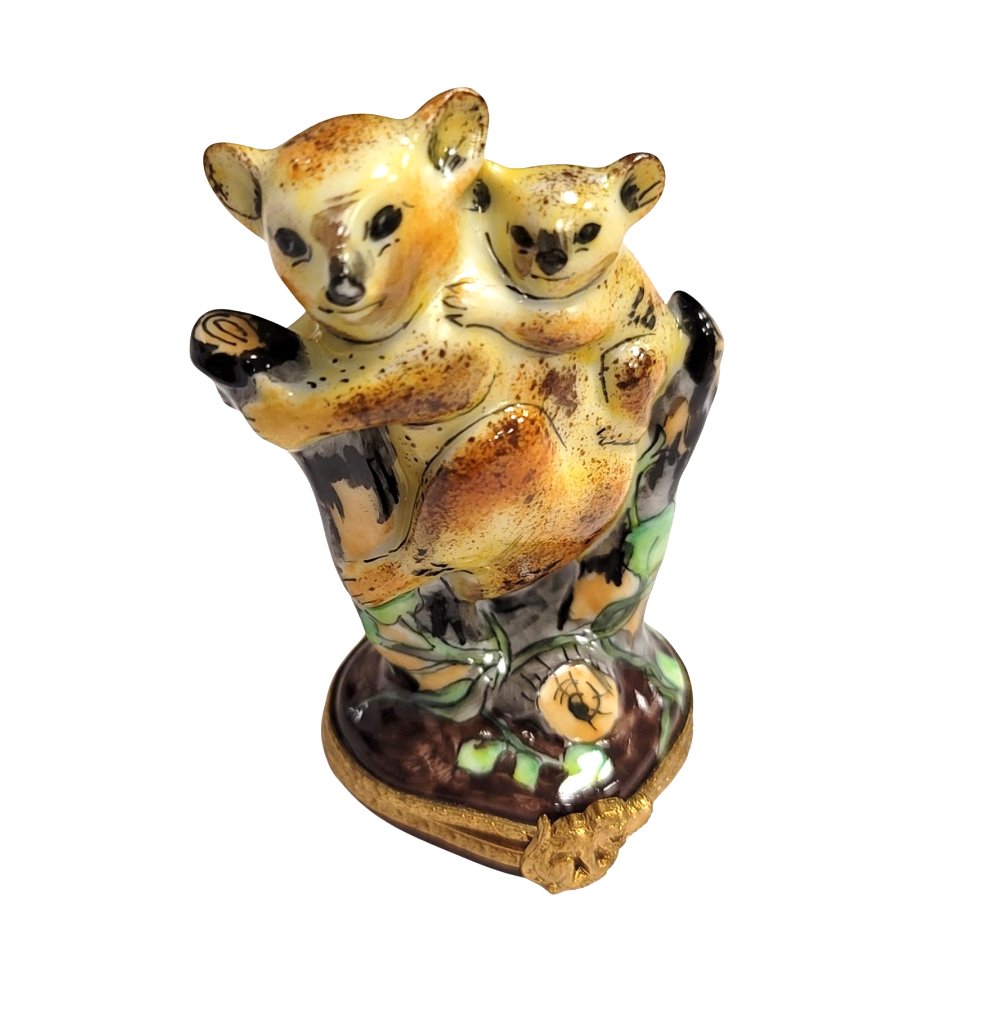 2 Koala Bear Limoges Box Keepsake for Animal Lovers, a hand-painted Limoges porcelain gift