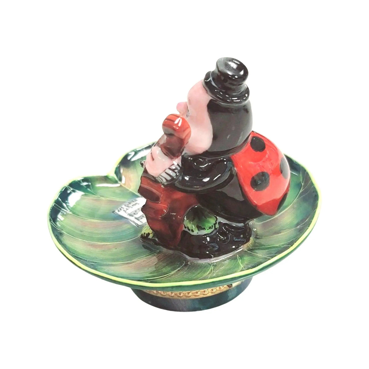 Lady Bug Playing Instrument on Lillypad Limoges Box Figurine, view 3