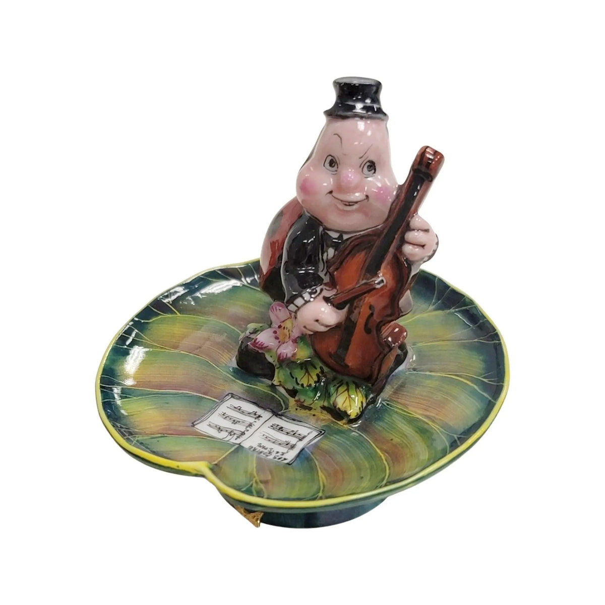 Lady Bug Playing Instrument on Lillypad Limoges Box Figurine, view 6