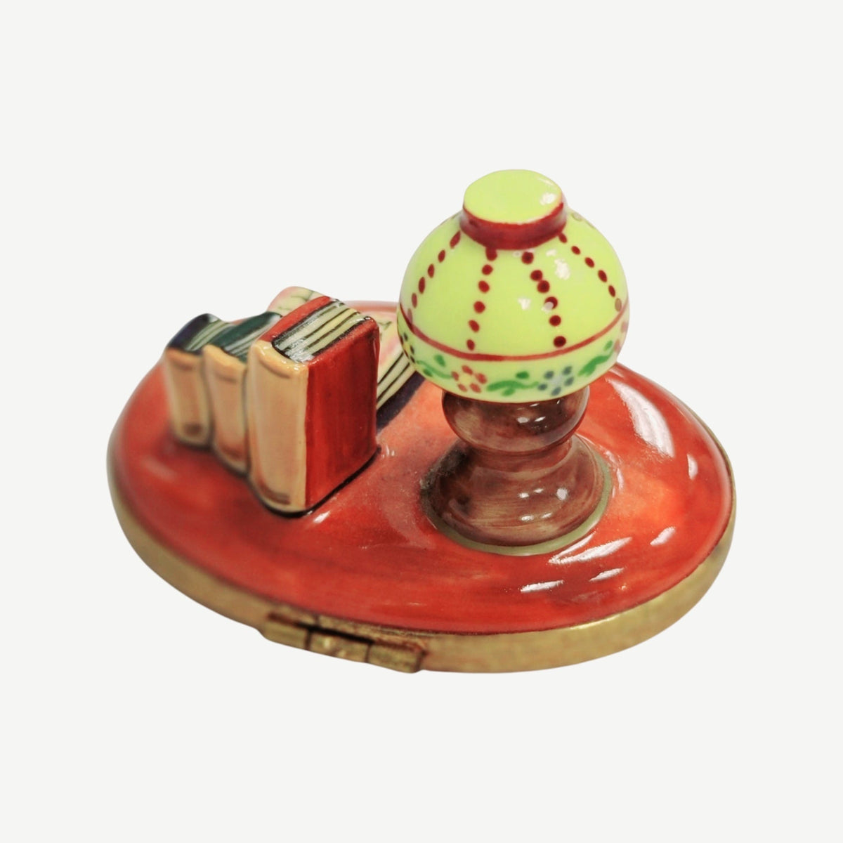 Lamp w Book Glasses Figurine Limoges Porcelain, view 3