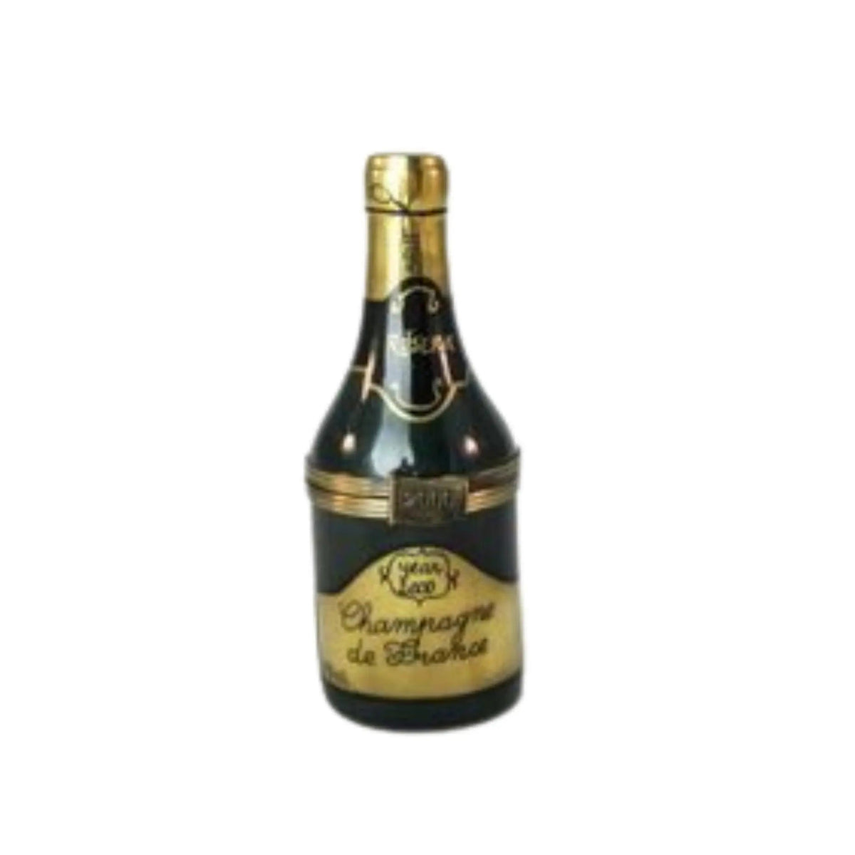 Large Retired Champagne Bottle Limoges Box, a hand-painted Limoges porcelain gift