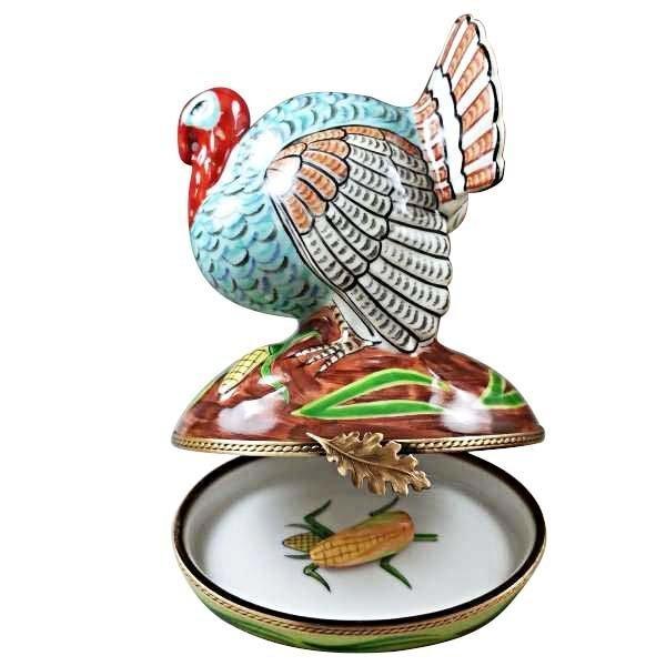 Large Turkey with Removable Ear of Corn Limoges Box, view 6